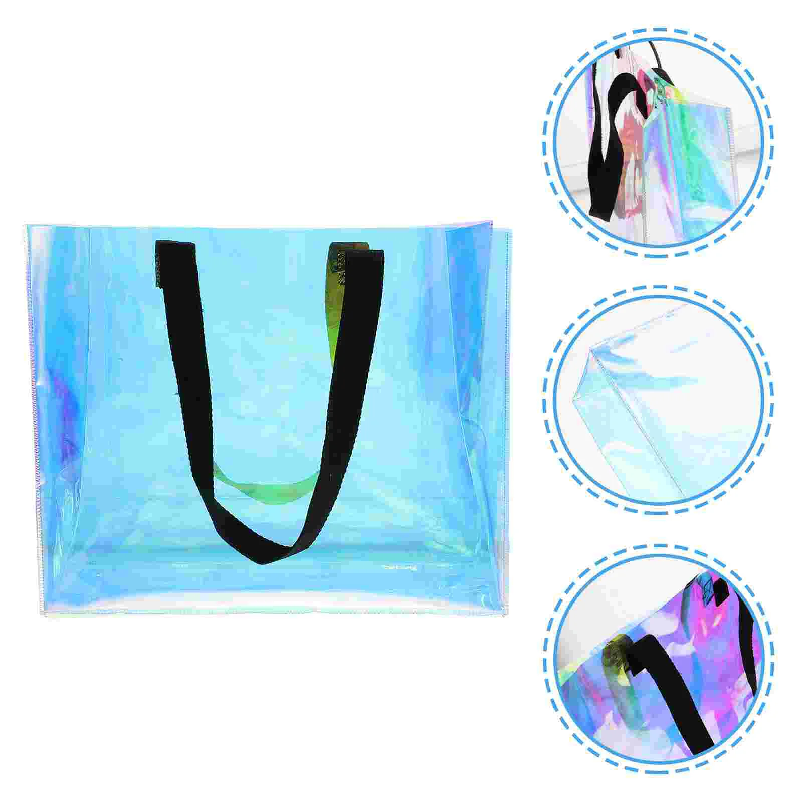 Cross Body Purse Iridescent Tote Bag PVC Portable Handbag 34X28X10CM Casual Shopping Holographic for Work