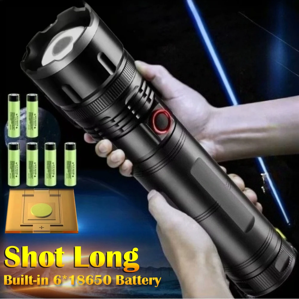 

Ультра яркий тактический светодиодный фонарик с возможностью масштабирования, перезаряжаемый через USB, водонепроницаемый фонарик дальнего действия для кемпинга, приключений на открытом воздухе