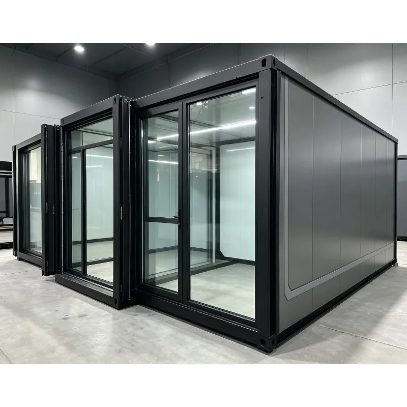 Flat Pack Double Wing Folding House Mobile Prefab Container Homes with Bathroom Facilities Family Residence Tiny Villa