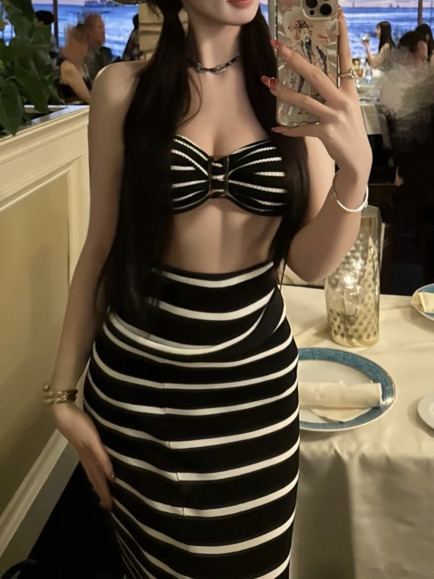 

Женский полосатый топ для бикини XiaoTing в корейском стиле, термокупальник, отдельный купальный костюм, повседневная спортивная одежда для фанатов