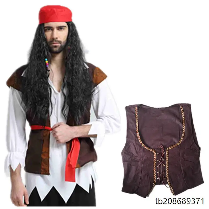 زي قراصنة الهالوين للنساء، طقم قراصنة الكاريبي، فستان للنساء، سترة للرجال، زي تقليدي للعروض المسرحية #5