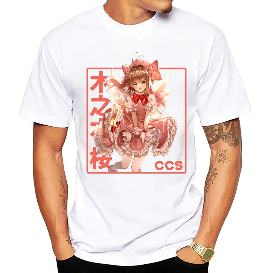 Cute Aesthetic Anime Girl Waifu Card Captor Sakura CSS Sakura Kinomoto T-Shirts Print Streetwear Men Fashion T Shirt Tees Tops