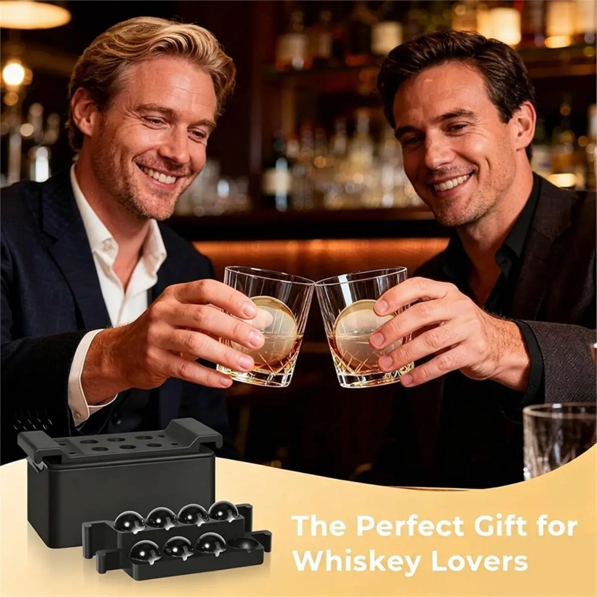 Multi-use Gear Clear Maker, 8 Whiskey Mold, 2 Inch Silicone Tray, Easy-Release Sphere Ice Maker