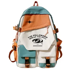 Kpop ATEEZ Nylon Patchwork Contrasting Color Large Capacity Student Backpack Hongjoong Seonghwa Yunho San Gift Fans Collection