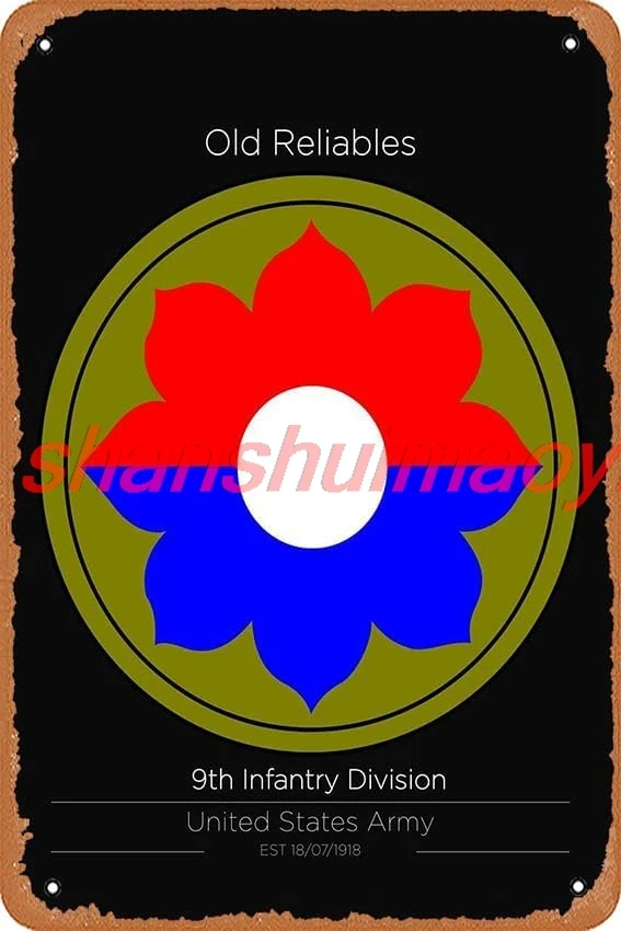 muecddoa 9th Infantry Division Us Military Units Retro Vintage Decorative Metal Tin Sign 8x12 Inch. sign