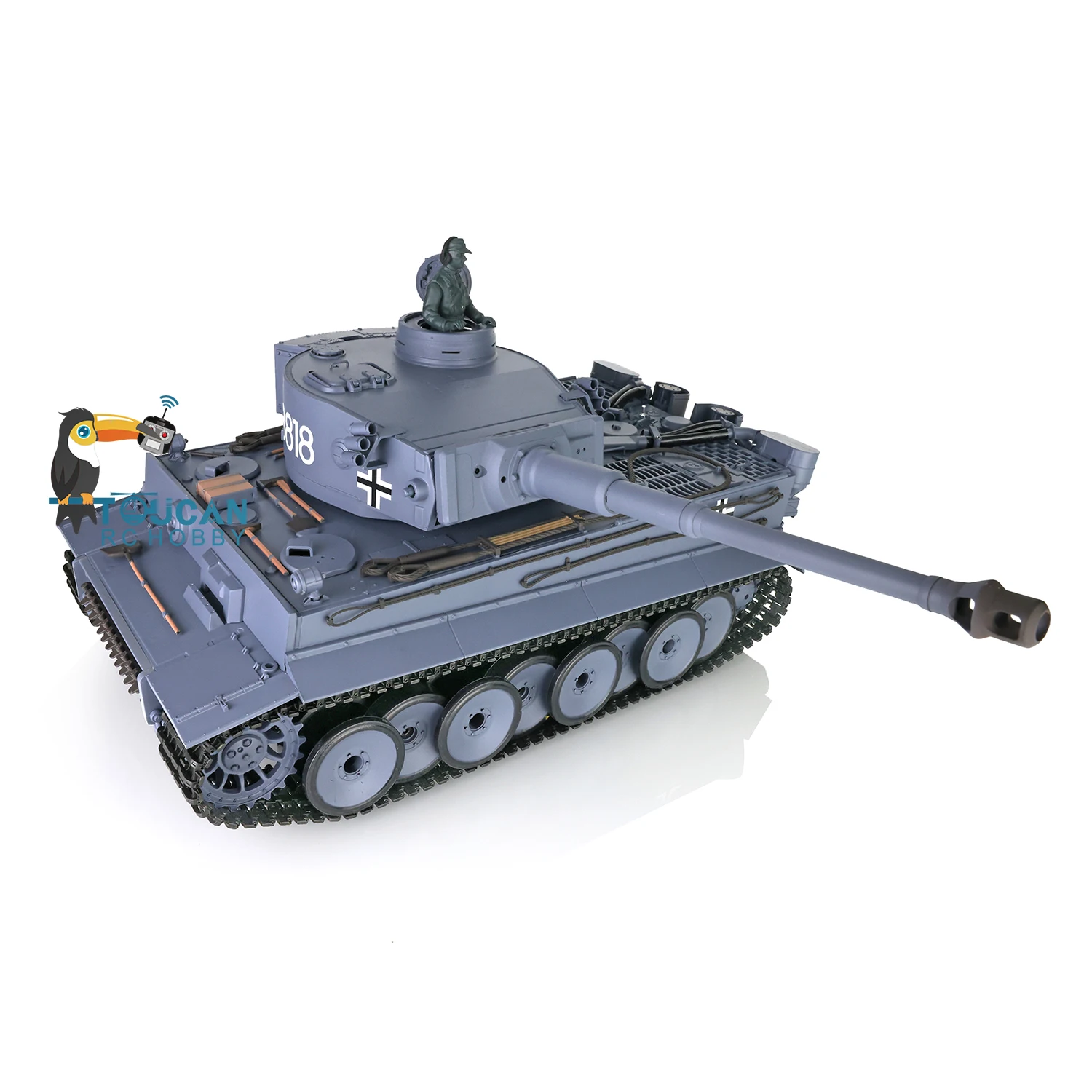 Speelgoed 1/16 2.4Ghz HENG LONG 7.0 Duitse Tiger I RC Tank 3818 Vat Terugslag BB Airsoft Rook TH17234-SMT4