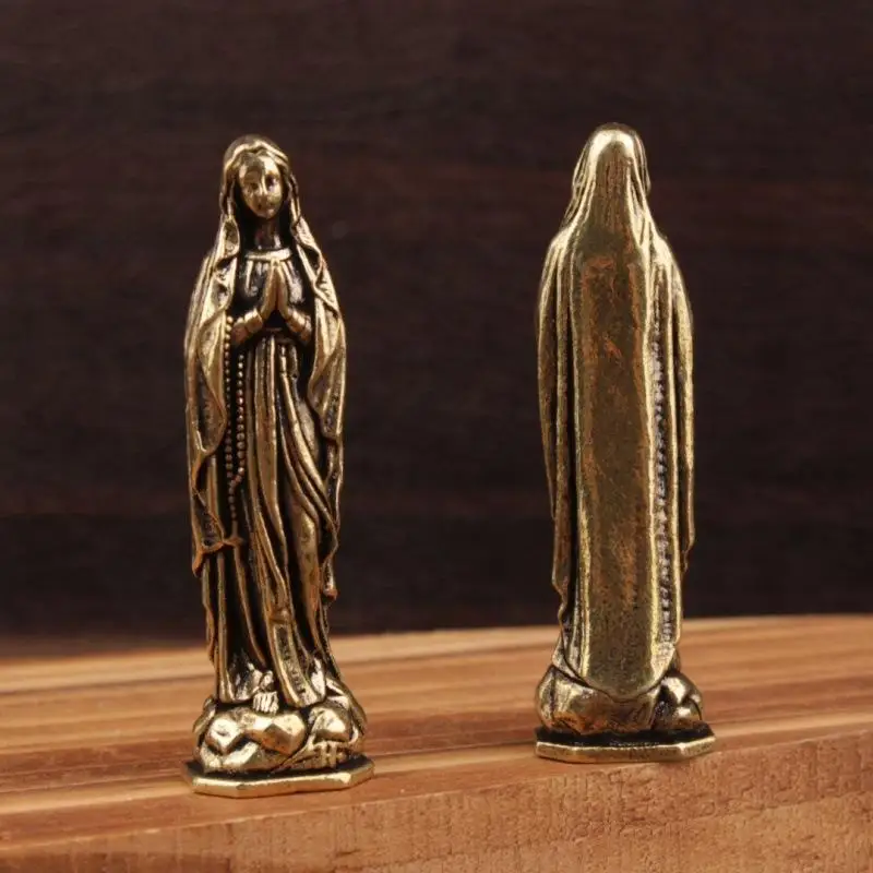 Messing Maria Figurine Anhänger Messing Maria Figurine Reines Kupfer Vintage Maria Figurine – Detail 8