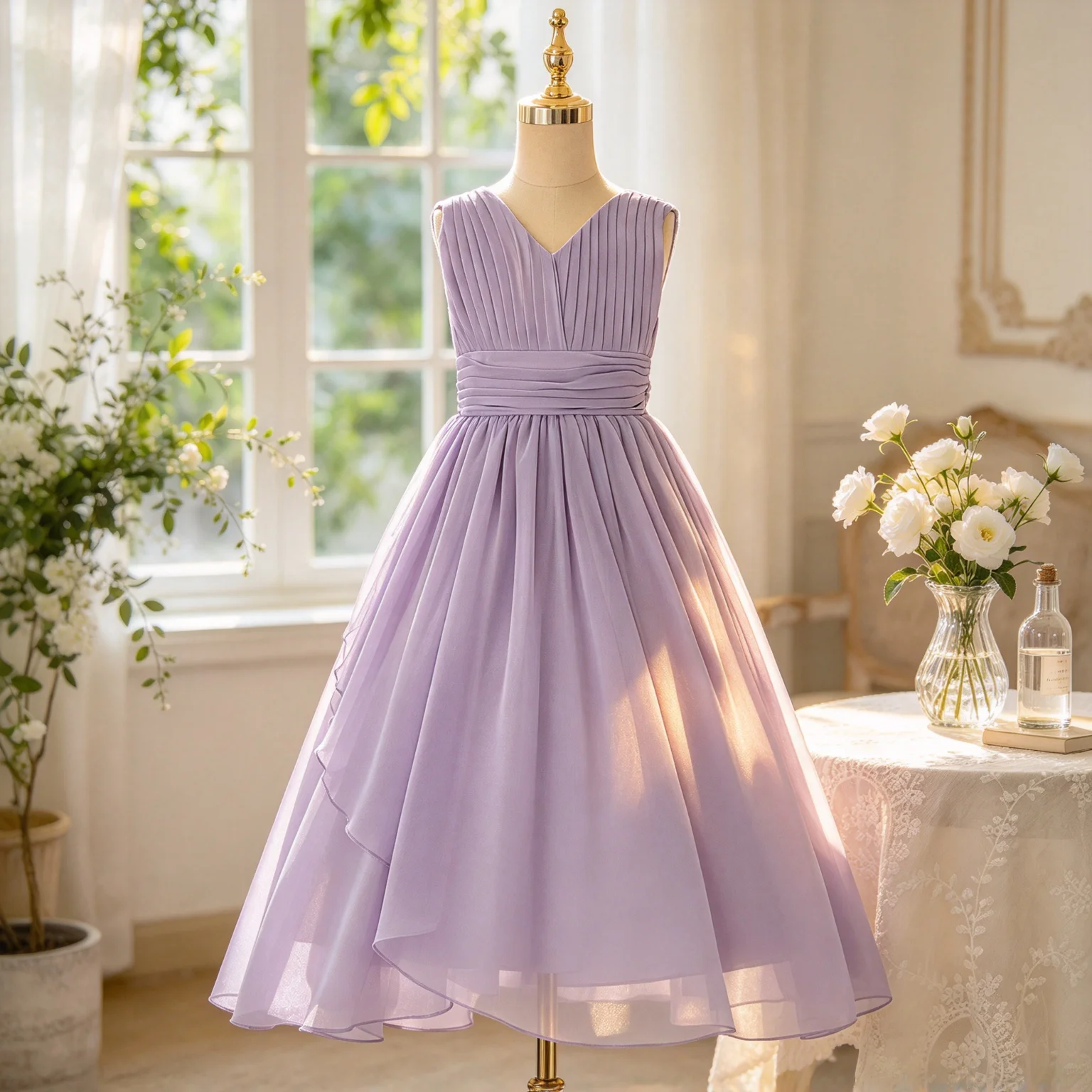 Girls Bow Ball Gown Baptism Birthday Prom Party Elegant Wedding Princess Dress Piano Host Performance Evening Costume ﻿