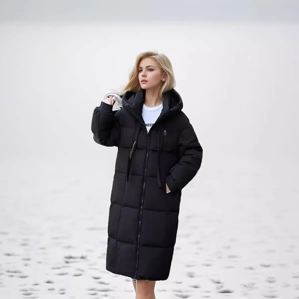 Women Parkas 2024 Autumn Winter Down Cotton Jackets Padded Thickened Overknee Loose Casual Long Warm Pockets Coat Snow Overcoat