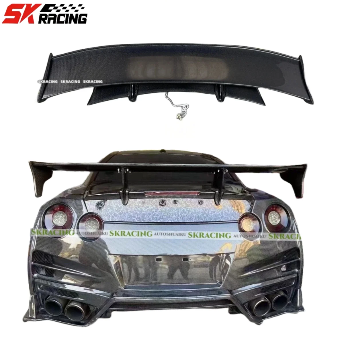 

New Spoiler Fits For Nissan GT-R GTR R35 2009-2018 Real Carbon Fiber Rear Trunk Double Layer Spoilers Wings GT-Style Bodykits