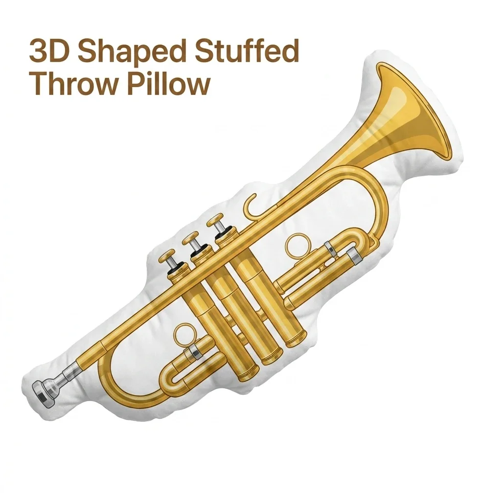 Trumpet Music Jazz Brass Instrument Orchestra Band Plush Pillow Cushion Irregular Stuffed Throw Pillow Home Decor Gift Sofa