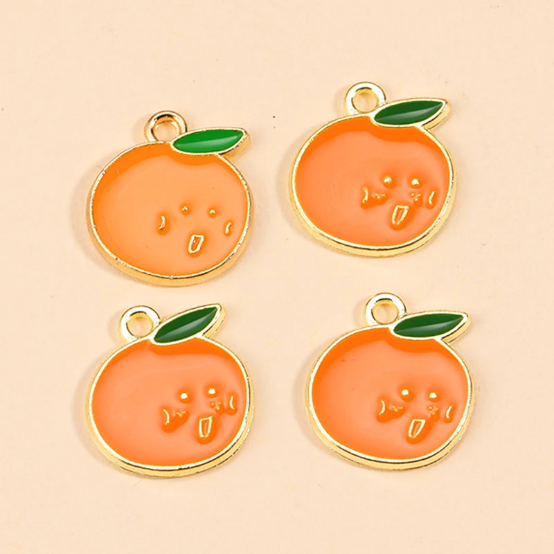 10Pcs Enamel Orange Charms for DIY Jewelry Making