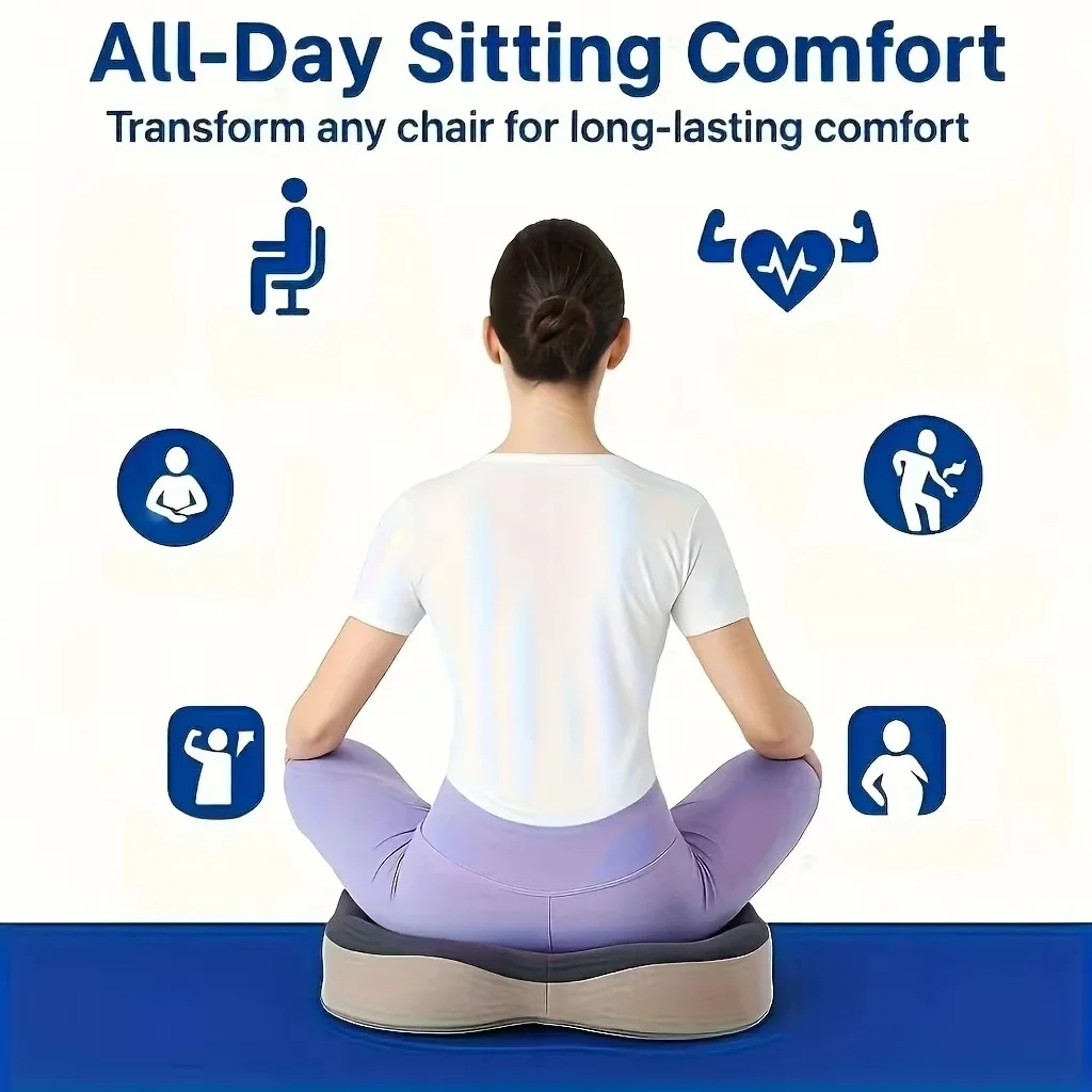 Cuscino per sedile in memory foam, cuscinetto ergonomico per alleviare il dolore al coccige e alla sciatica, con fondo antiscivolo, ideale per l’uso in ufficio, in auto e per chi deve stare seduto a