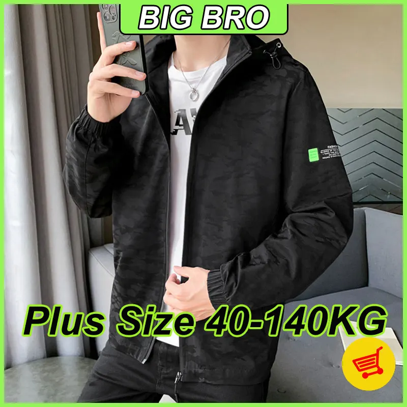 

Men's Casual Oversize Jacket Plus Size M-8XL Fat Guy Spring Autumn Camouflage Coat Loose Fit Zipper Closure Long Sleeves Clothes