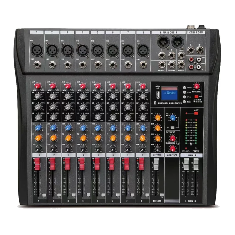 【Flash Sale】CT80 Professional Audio Mixer 8-Channel Bluetooth USB Effect 48V Recording Stage Party Sound Mixer Console
