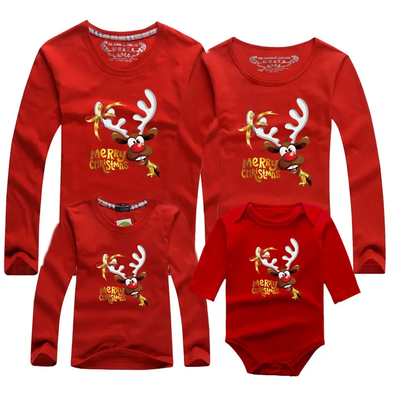 

Christmas Family Matching Outfits Women Men Kids T-shirt Baby Romper Cartoon Print New Year Father Mother Son Daughter Clothes