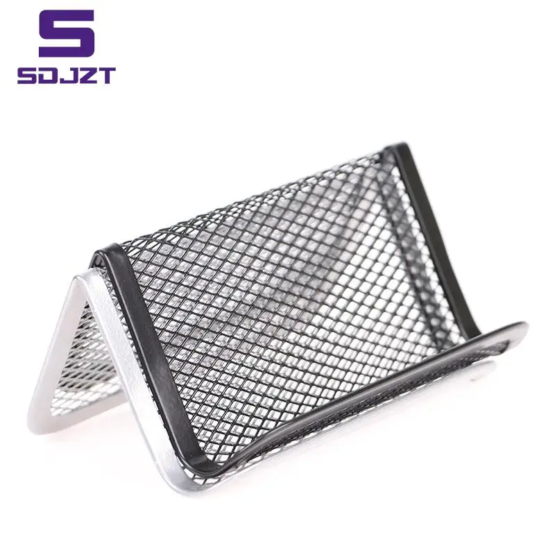 Metal Mesh Portable Business Card Holder Display Stand Home Desk Storage Stand