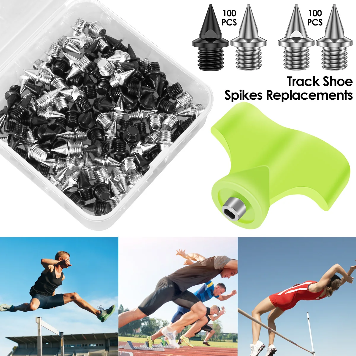 100Pcs Track Spikes Steel Wear Resistant Shoe Spikes Replacement Non-slip Lightweight Sport Shoes Spikes for Running Hiking