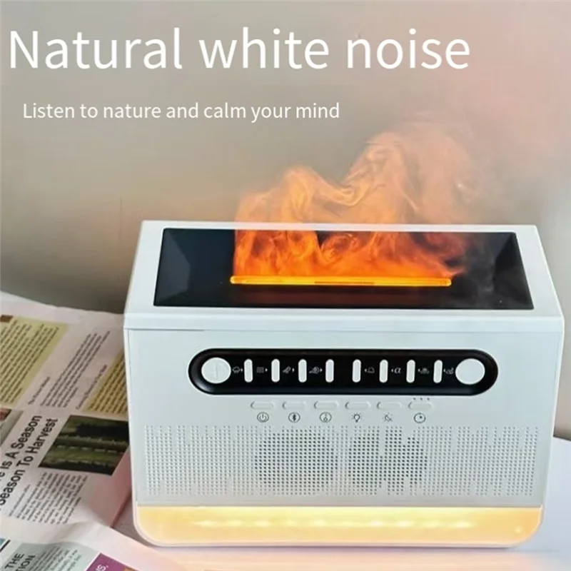 A68M-مكبر صوت بلوتوث مرطب للزيوت العطرية مع 7 ضوء ليلي ملون RGB تأثير لهب ملون