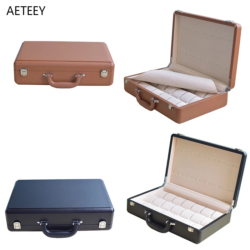 Leather Watch Box Jewelry Storage Glasses Display Organization Case Box Joyeros Organizador Double Layer Six Slots Compartments