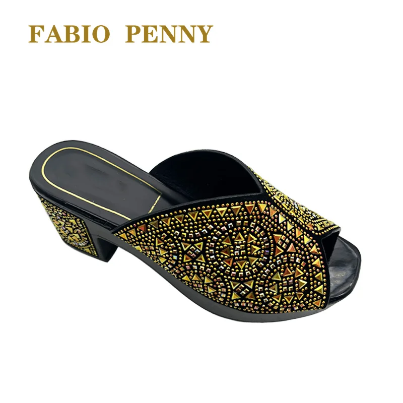 Italian design pop sexy mid-water diamond encrusted party slipper with Nigerian sandals