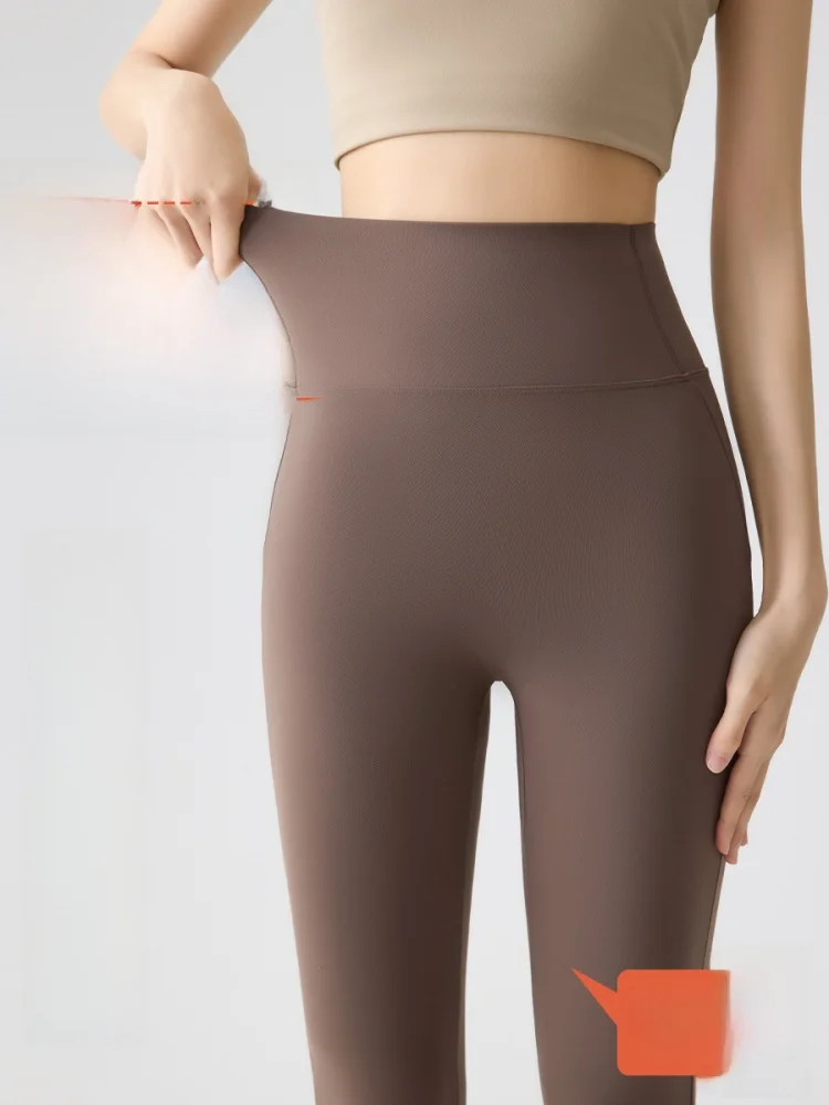 Pantaloni da yoga in pelle arca foderati a vita alta Capispalla da donna Primavera Autunno Inverno Bell Bot Dimagrante Controllo della pancia