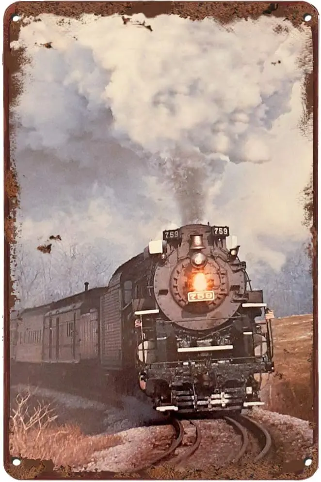LINQWkk-letrero de estaño Vintage, ferrocarril Vintage, tren rígido, decoración de pared Retro para el hogar, cafeterías, oficina, tienda, pubs, Club, estaño