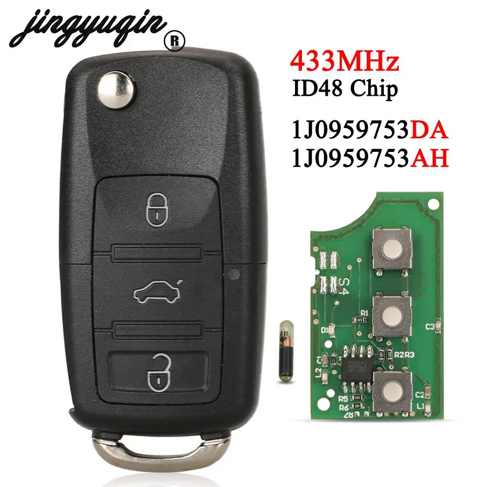 Jingyuqin 1 j0 959 753 DA/ AH Flip Car Remote Key id48 per VW Beetle Bora Golf Passat Polo Skoda Fabia Octavia Seat Leon Toledo