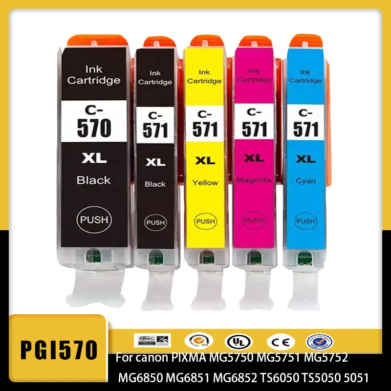 Vilaxh Priner PIXMA MG5750 MG5751 MG6851 MG6852 TS6050 TS5050 T5051 Wtih PGI 570 CLI 570 compatible ink cartridge for canon