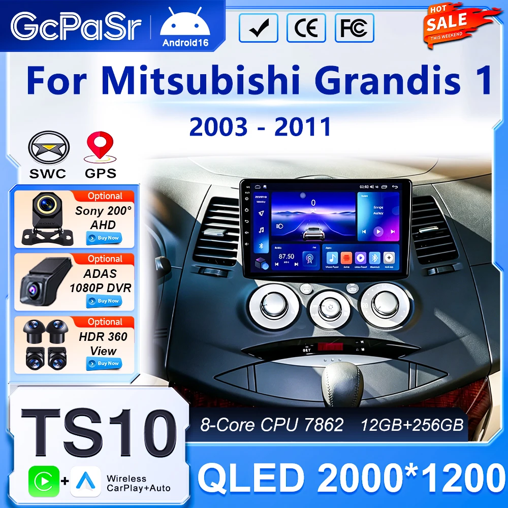Android 16 Car Radio Player For Mitsubishi Grandis 1 2003 2004 2005 2006-2011 Auto GPS Navigation Carplay Bluetooth DSP Wifi 5G