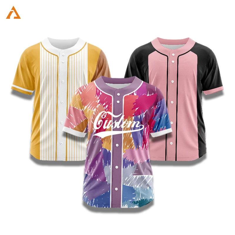 

Настраиваемые бейсбольные майки, цветной разделенный бейсбольный трикотаж на пуговицах, спортивная рубашка, сублимационный принт, имя, номер, логотип, униформа VL1547