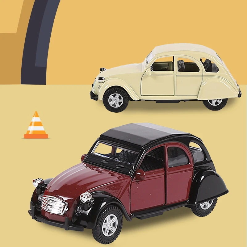 

Винтажная модель автомобиля из сплава 1:32, детская игрушечная машина, украшение с пружинной задней частью и открывающимися дверями для мальчиков, литая под давлением статическая модель.