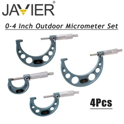 4Pcs 0-4 Inch 0.0001 Inch Outdoor Micrometer Set Precision Carbide for Precision Measurement Work