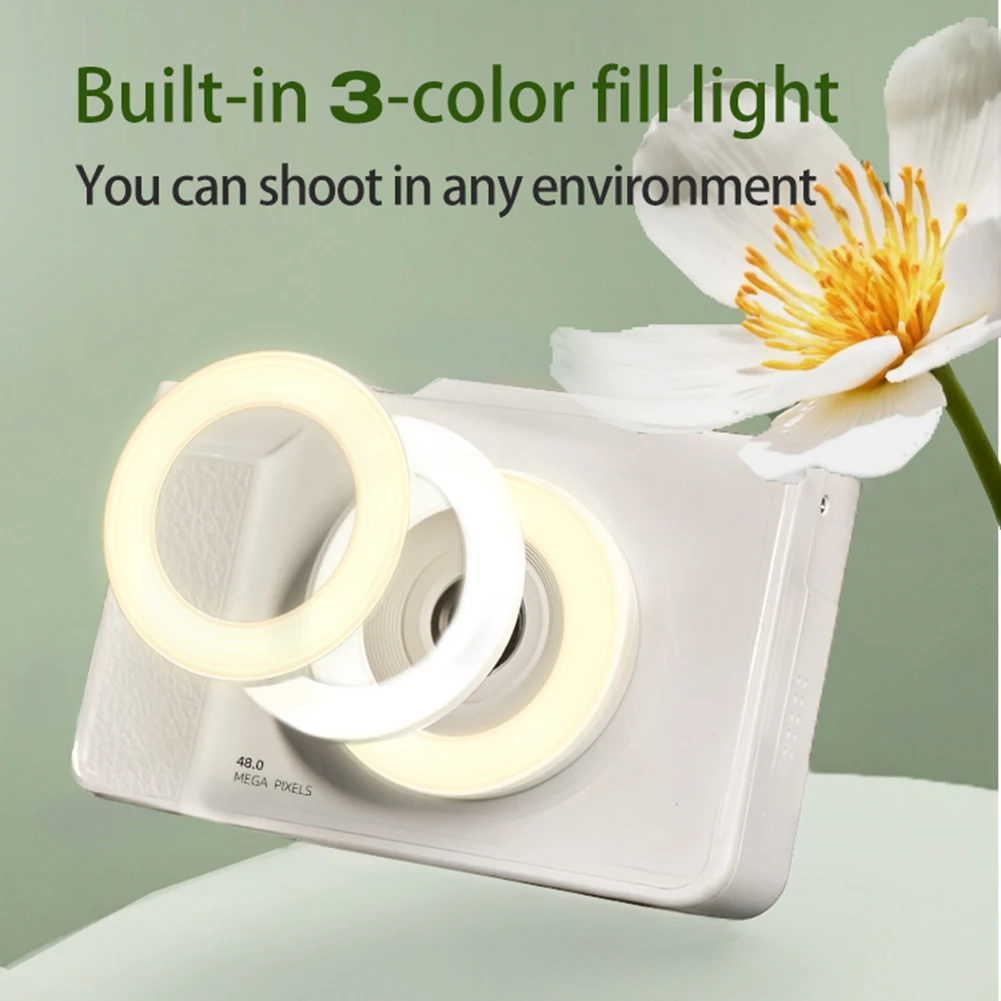 Откидная камера 2,8 дюйма HD с откидным экраном, цифровая камера Ccd, 48 МП, 180, камера с откидным экраном, видеокамера для видеоблогов, видеокамера с заполняющим светом, подарок