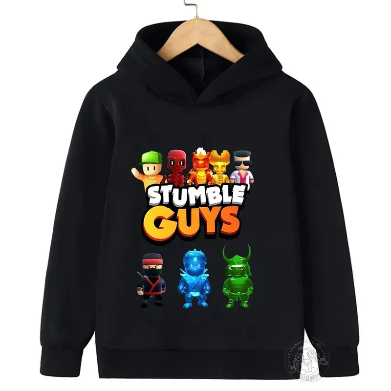 2024 Stumble Guys Hoodie Children's Harajuku Games Sweatshirt Boys Girls Original Cartoon Character Print Tops Children's Cloth