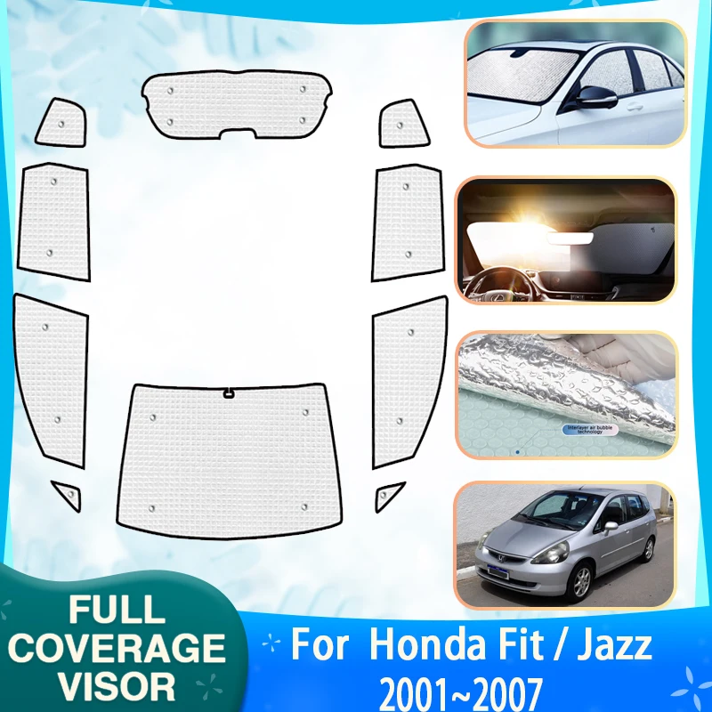 Car Full Coverage Sunshades For Honda Fit Jazz 2001~2007 GD1 GD3 GD5 Car Sunscreen Window Sunshade Covers Accessories Sun Visors