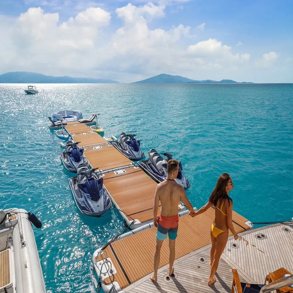 Summer Leisure Inflatable Floating Yoga Pier Island Water Sports Platform Sea Amusement Park Boat Inflatable Water Facilities