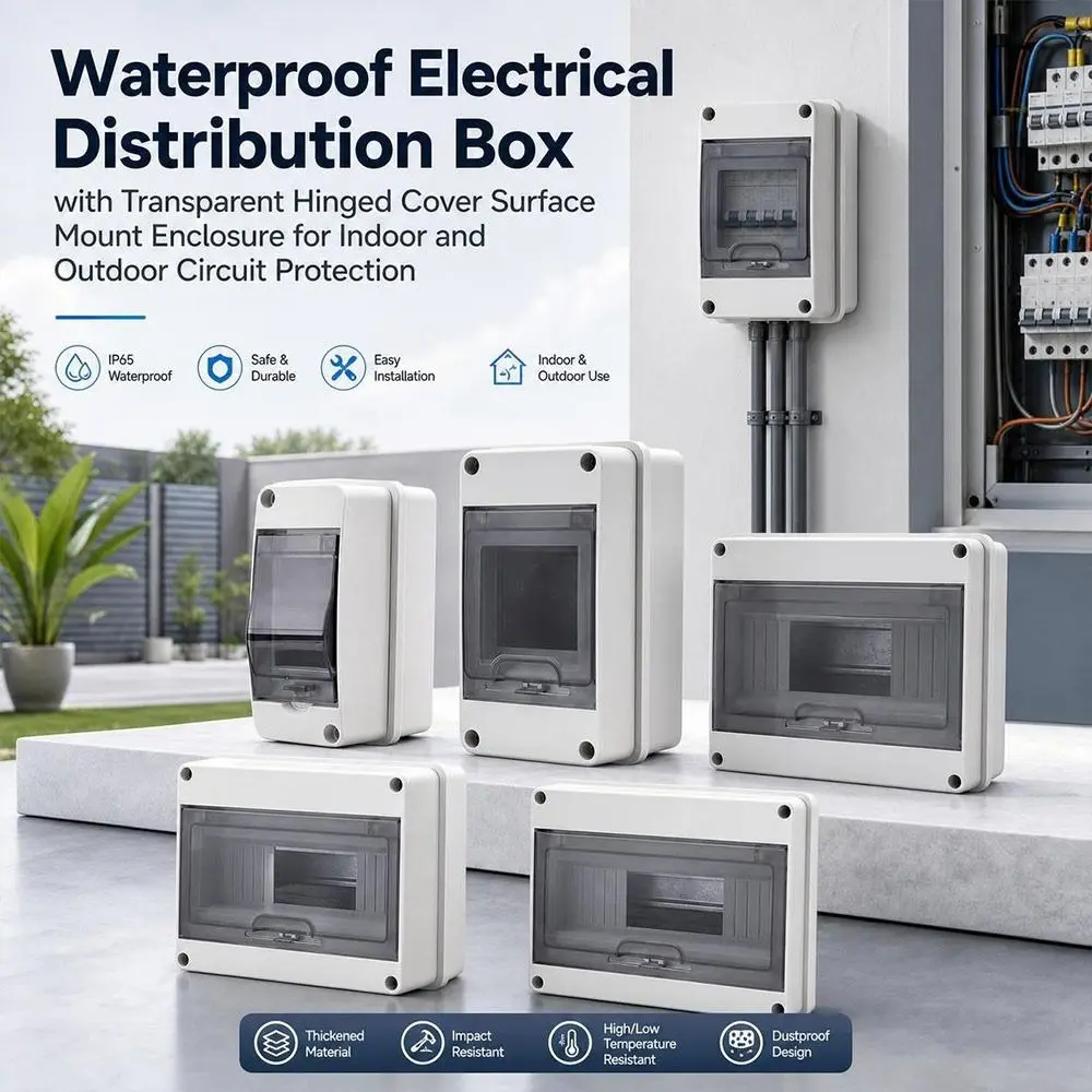 2/3/5/6/8/WAY Electrical Distribution Box Waterproof Transparent Hinged Cover Circuit Breaker Enclosure Sealing Gasket