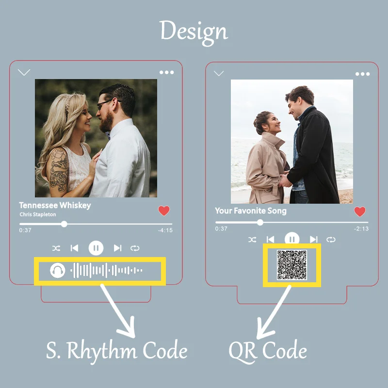 Акриловая табличка с пользовательской песней, фотография, Подкаст-код, ночная лампа, трансляция музыки, подарок для пары