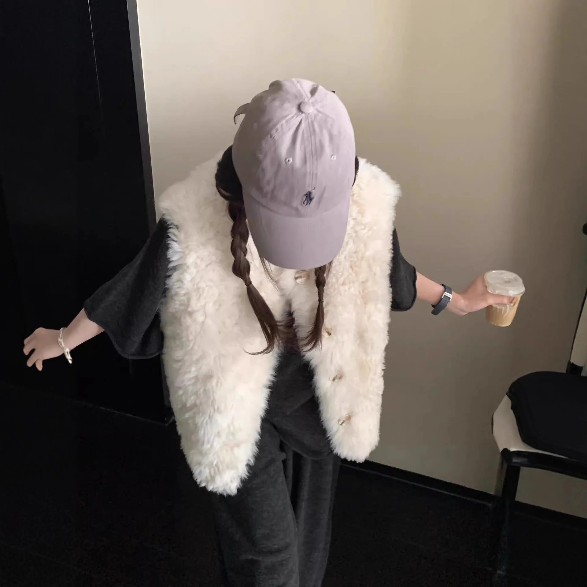 النساء فو الفراء سترة معاطف جاكيتات جولة الرقبة معطف سميكة الدافئة Y2k الشارع الشهير سترة أنيقة العمل سترات بلا أكمام الخريف الشتاء #3