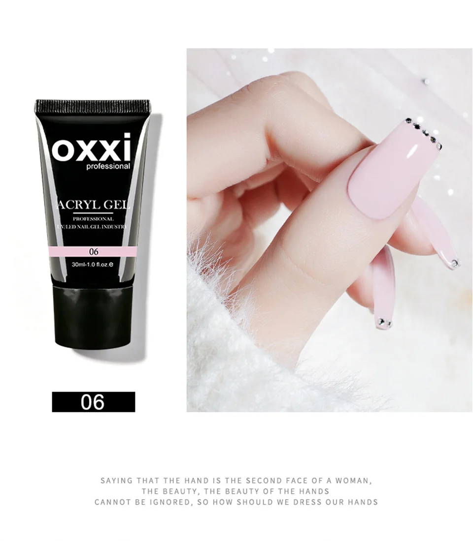 OXXI Acrylic Gel for Nail Extension 30ml Thicker UV Poly Nails Gel Semipermanent Acryl Gel Nail Polish Manicure Builder Varnish
