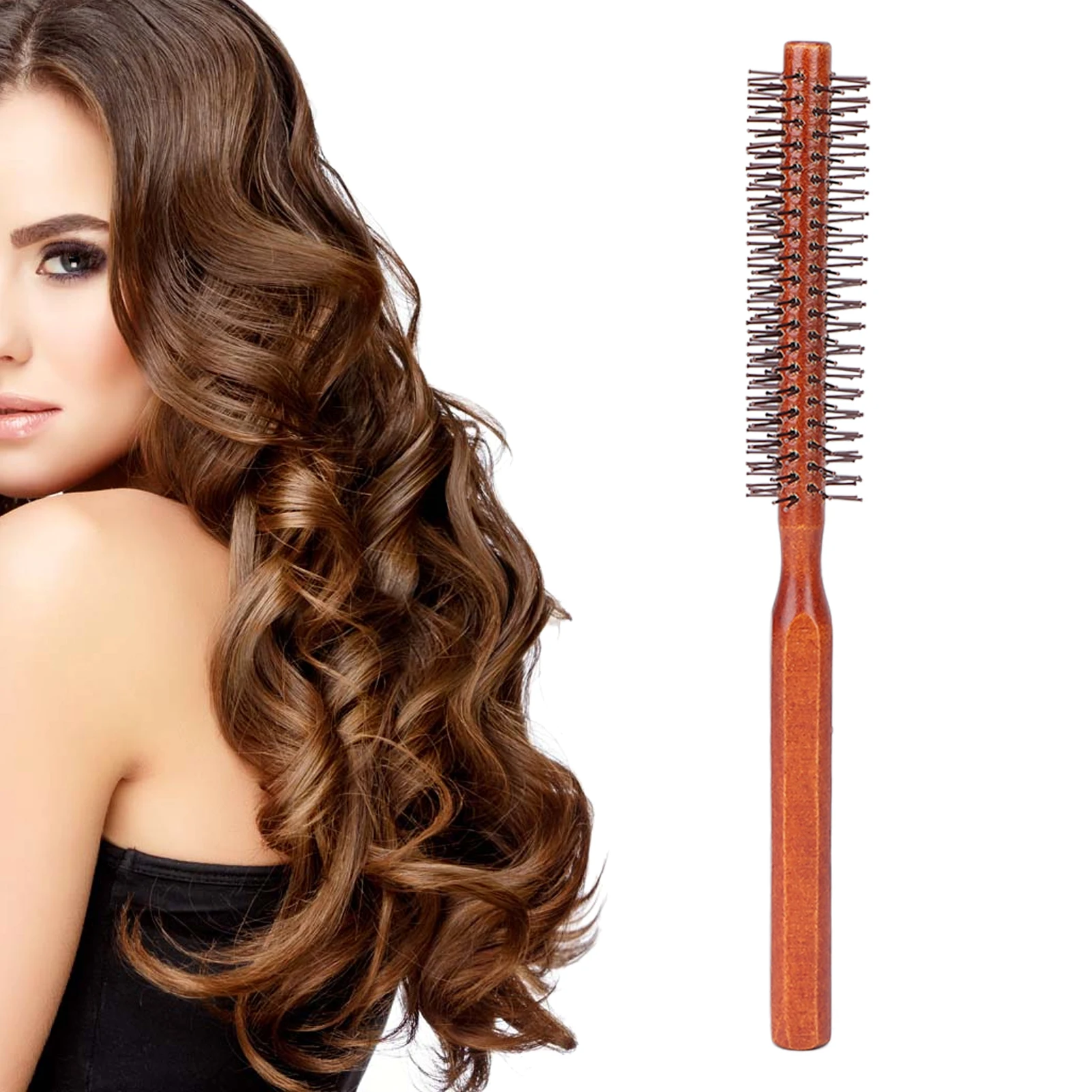 Round Hair Brush Round Styling Hair Brush Curling Roller Hairbrush Small Wood Brush Unisex for Blow Drying Home Use