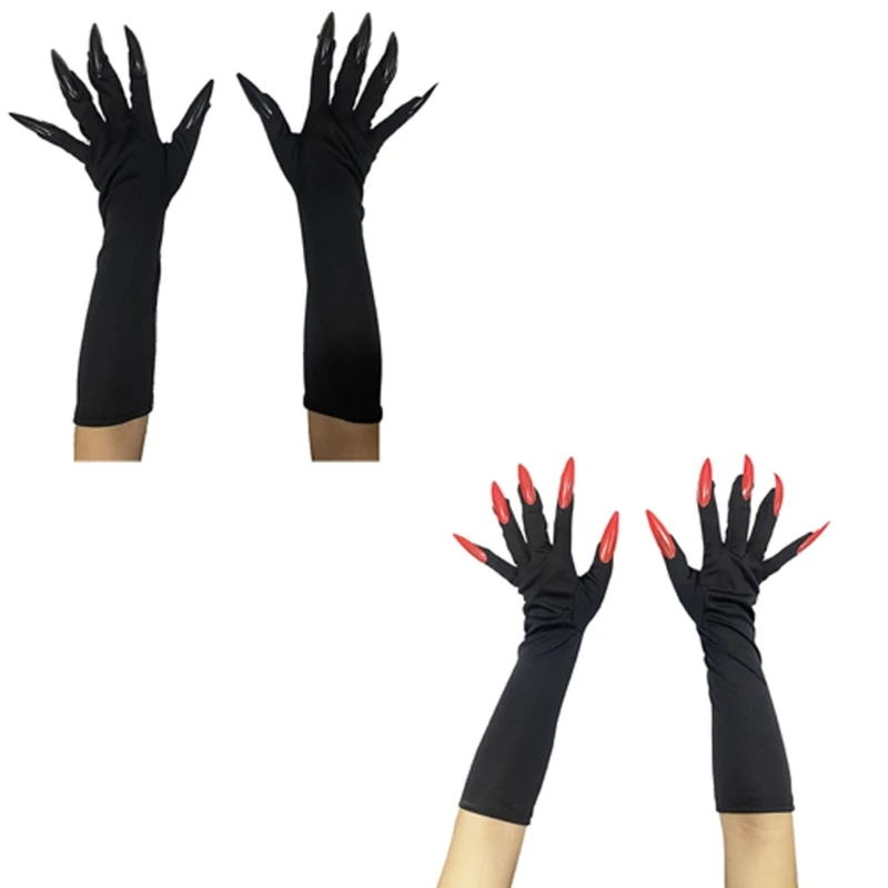 

Unisex Cosplay Glove Spooky Long Fingernail Glove Halloween Elastic Mitten Cuffs Glove for Carnivals Party DropShipping