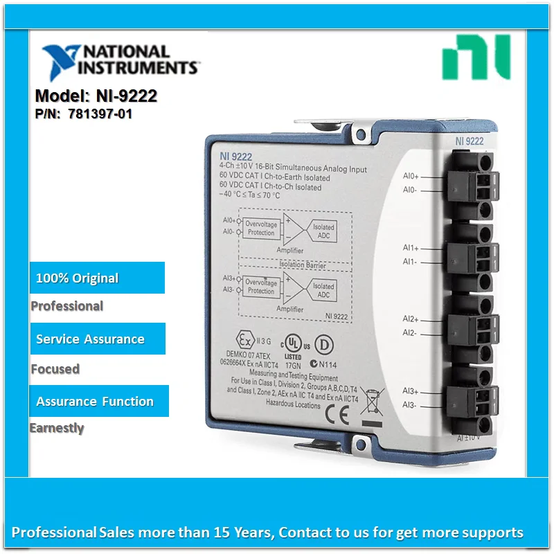 

NI 9222 synchronous input 4-channel voltage input module 781397-01 from the United States