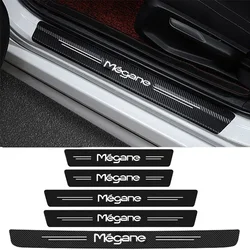 Carbon Fiber for Megane Logo Car Door Threshold Stickers Sill Scuff Plate Bumper Waterproof Decals Interior Accessories