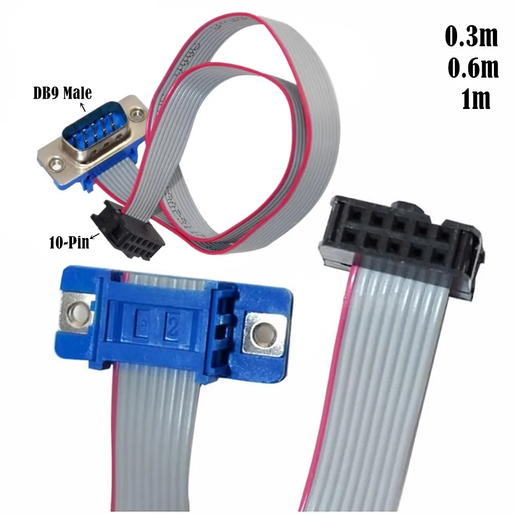 30CM DB9 MALE to FC-10P FEMALE CABLE rs232 serial port connector to 2.54MM FEMALE PLUG adapter Extension Cable