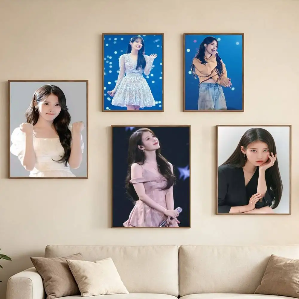 Lee Ji Eun IU Beauty Poster Waterproof Wall Art Sticker For Bar Living Room Vintage Decor High Quality Print Gift