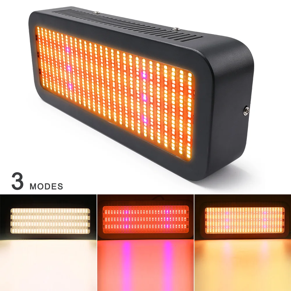 Derlights 300W Full Spectrum Led Grow Light Panel Three Display Modes Red Blue Warm Spectrum Adjustable