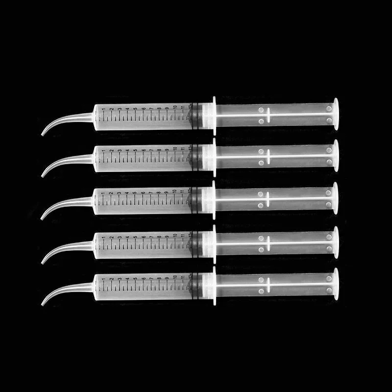 20Pcs Medische Wegwerp Tandheelkundige Elleboog Spuit 12Ml Met Gebogen Tip Transparante Dental Irrigatie Spuit Teeth Whitening Zorg