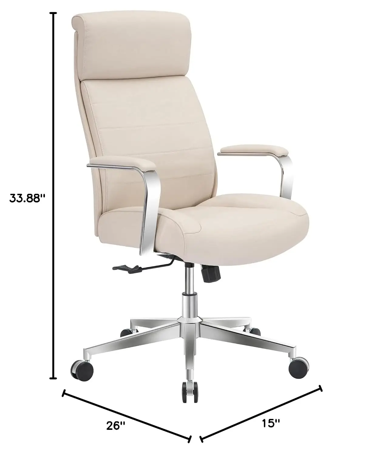 High-Back Executive Office Chair Vegan Leather Ergonomic Swivel Desk Chair BIFMA Compliant Sand Chrome, Customized
